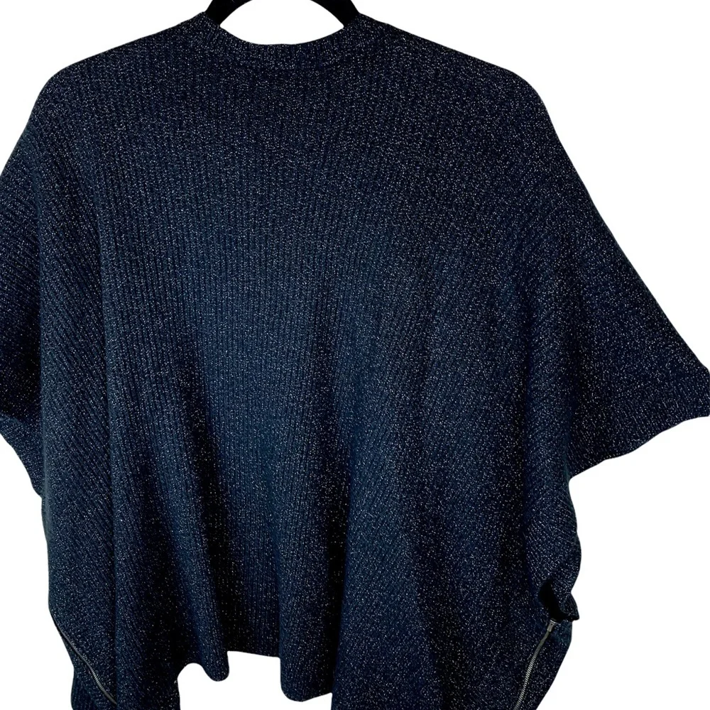 CAbi Luxury Poncho Wrap Cardigan Sweater Black Ribbed Glitter M/ L Style 4064 - Picture 10 of 11